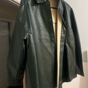 dark green leather jacket